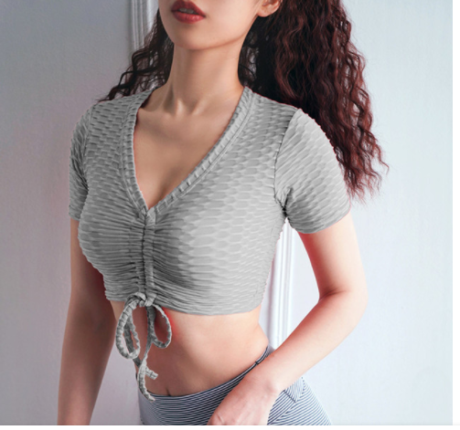 Top Yoga Mujer Ajustable con Cordón - Diseño Texturizado Transpirable para Fitness