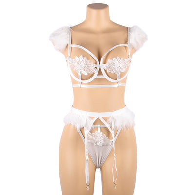 Conjunto Sensual de Sostén y Braga con Diseño Calado y Detalles Deshilachados - Image 9