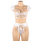 Conjunto Sensual de Sostén y Braga con Diseño Calado y Detalles Deshilachados