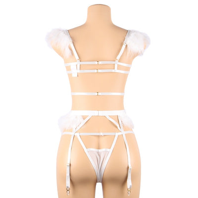Conjunto Sensual de Sostén y Braga con Diseño Calado y Detalles Deshilachados - Image 3