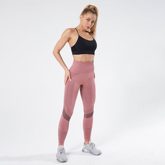 Pantalones Yoga Seamless con Cortes Jacquard - Secado Rápido sin Marcas - Image 5