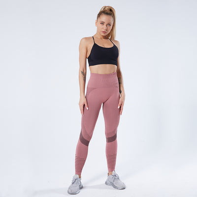 Pantalones Yoga Seamless con Cortes Jacquard - Secado Rápido sin Marcas - Image 4