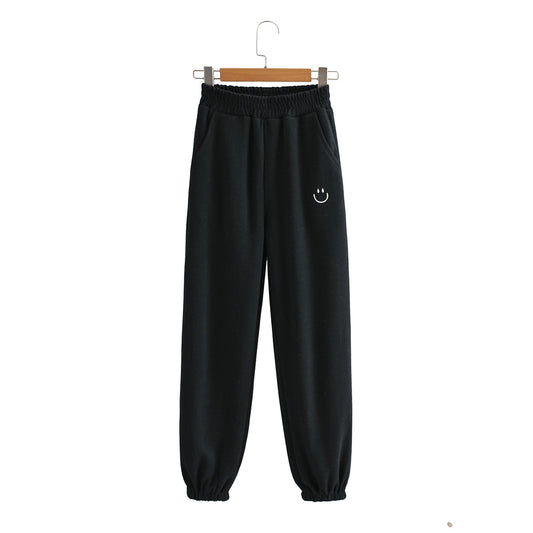 Pantalones Harem con Cintura Elástica y Carita Bordada
