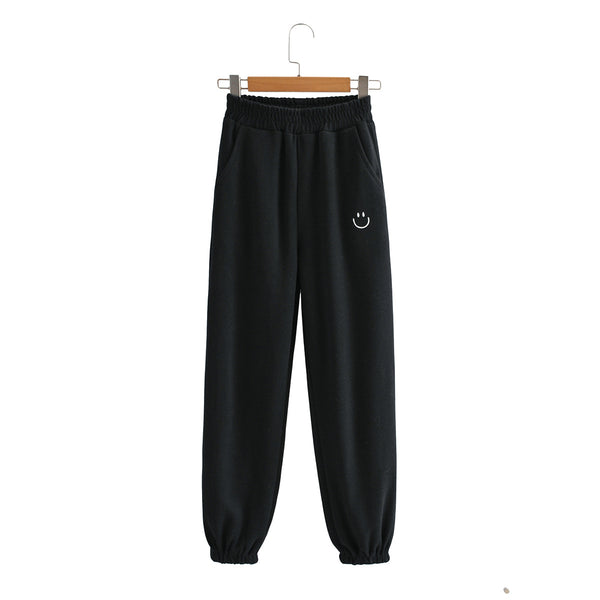Pantalones Harem con Cintura Elástica y Carita Bordada