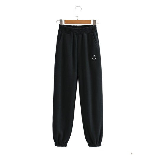Pantalones Harem con Cintura Elástica y Carita Bordada