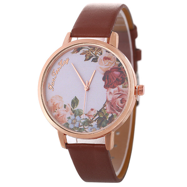 Reloj de Pulsera Mujer Estilo Coreano con Diseño Personalizado de Flor Peonía