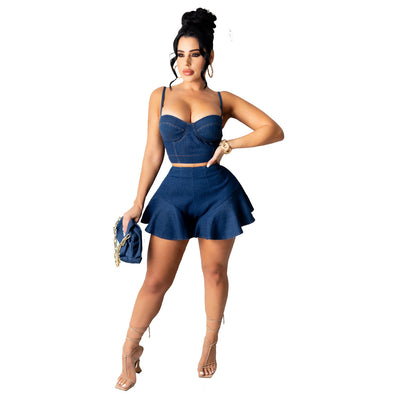 Top Corto Denim con Tirantes Ajustables y Cintura Alta - Image 2