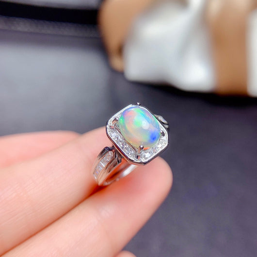 Anillo de Ópalo Multicolor Lujo Ligero para Mujer - Image 6