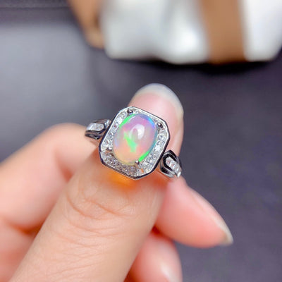 Anillo de Ópalo Multicolor Lujo Ligero para Mujer - Image 7