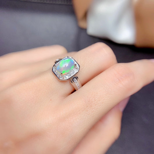 Anillo de Ópalo Multicolor Lujo Ligero para Mujer - Image 8
