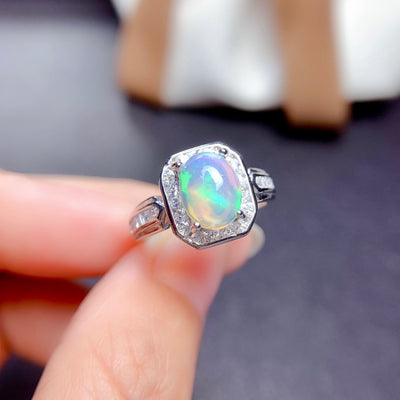 Anillo de Ópalo Multicolor Lujo Ligero para Mujer - Image 3