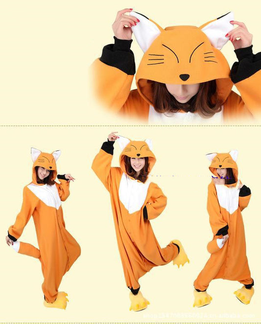 Pijama Enterizo Estampado Zorro Amarillo para Hombre y Mujer