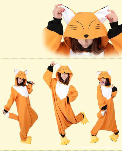 Pijama Enterizo Estampado Zorro Amarillo para Hombre y Mujer