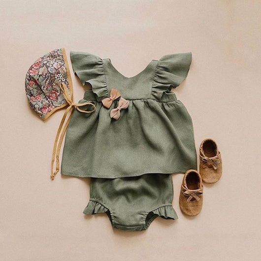 Vestido de Verano para Niña en Algodón y Lino con Volantes - Image 10