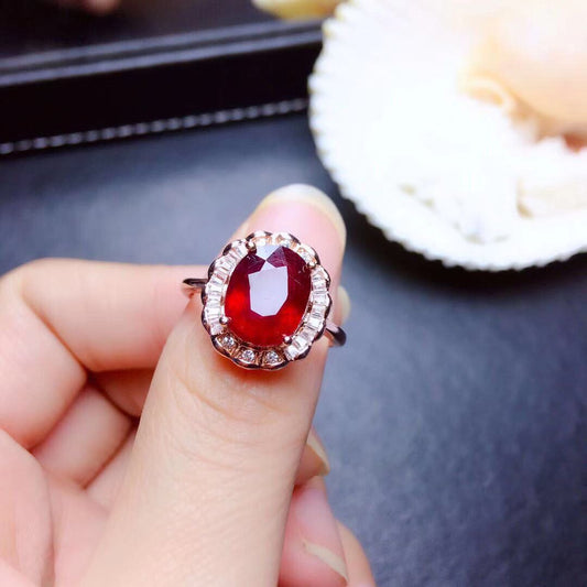 Conjunto Colgante de Anillo Rubí con Cristales - Image 2