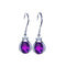 Natural Amethyst Earrings Deep Mysterious Purple Silver Plated