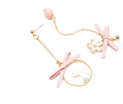 Aretes Asimétricos Sakura Conejo - Diseño Estudiante Minimalista - Image 2