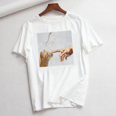 Playera Casual Talla Grande con Arte Cartoon - Comodidad de Verano
