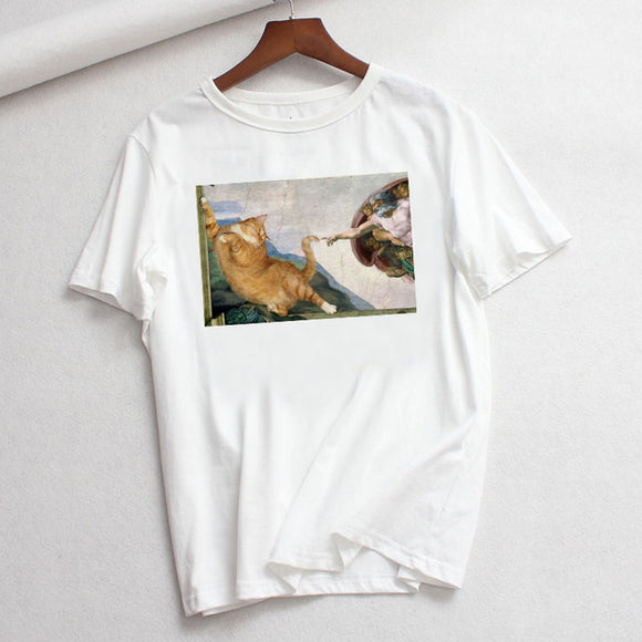 Playera Casual Talla Grande con Arte Cartoon - Comodidad de Verano