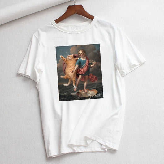 Playera Casual Talla Grande con Arte Cartoon - Comodidad de Verano - Image 9