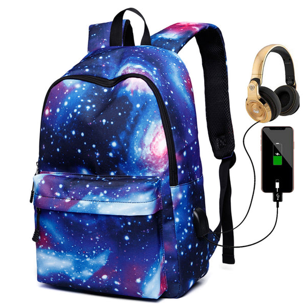 Mochila Escolar Unisex Cielo Estrellado con Carga USB