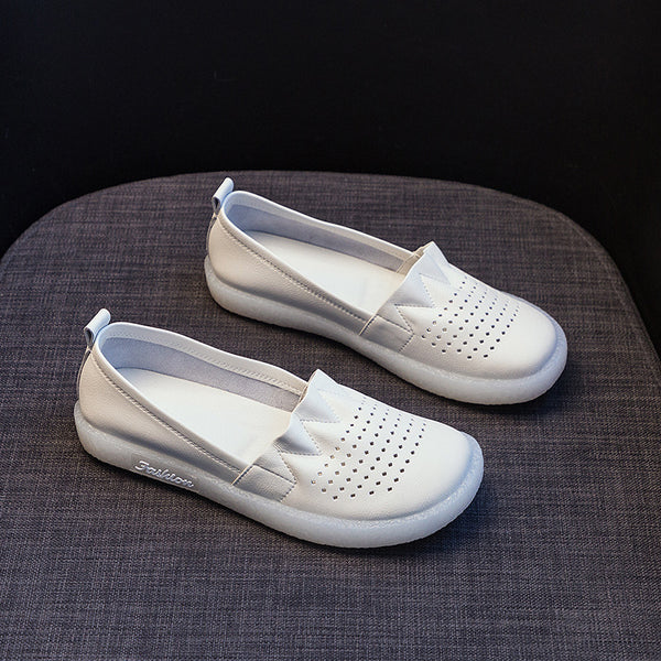 Zapatos de Cuero Transpirable con Suela Flexible para Mujer