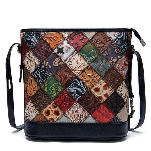 Bolso Mensajero de Cuero para Mujer con Costuras de Color - Image 8