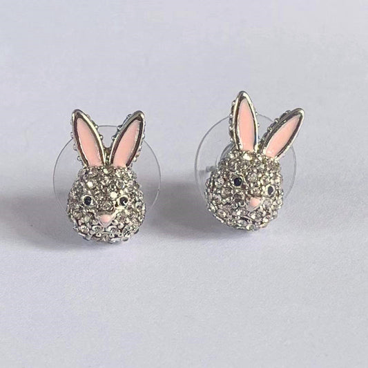 Aretes de Conejo Plateados con Diamantes Completos - Diseño Versátil - Image 2