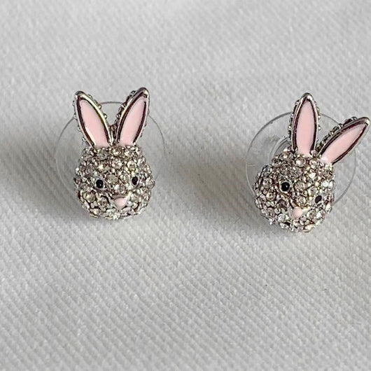 Aretes de Conejo Plateados con Diamantes Completos - Diseño Versátil - Image 3
