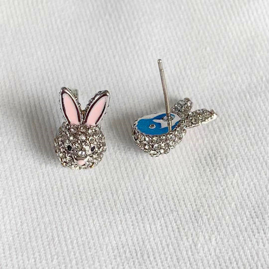 Aretes de Conejo Plateados con Diamantes Completos - Diseño Versátil - Image 5