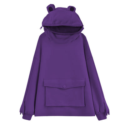 Sudadera Polar Mujer Diseño Midi con Capucha Rana - Abrigo Cómodo y Adorable - Image 10