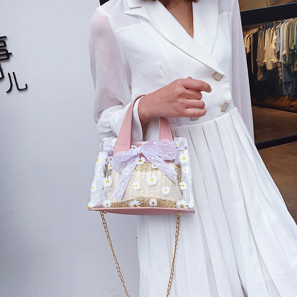 Bolsa Bandolera Estilo Occidental con Cadena y Estampado de Moda