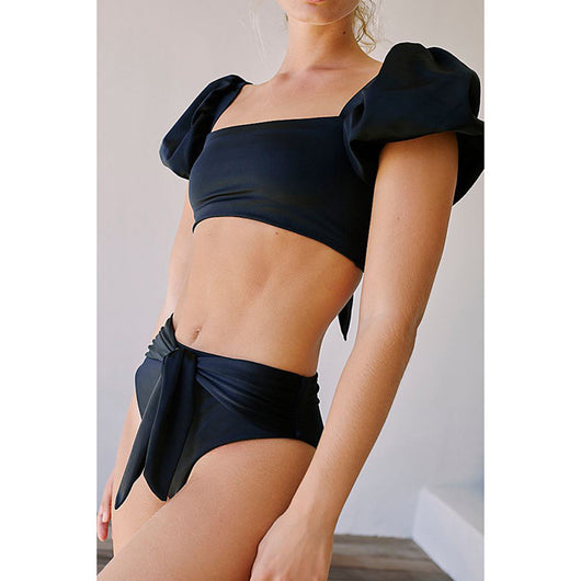 Bikini con Volantes Liso - Traje de Baño Sexy Bandeau para Mujer