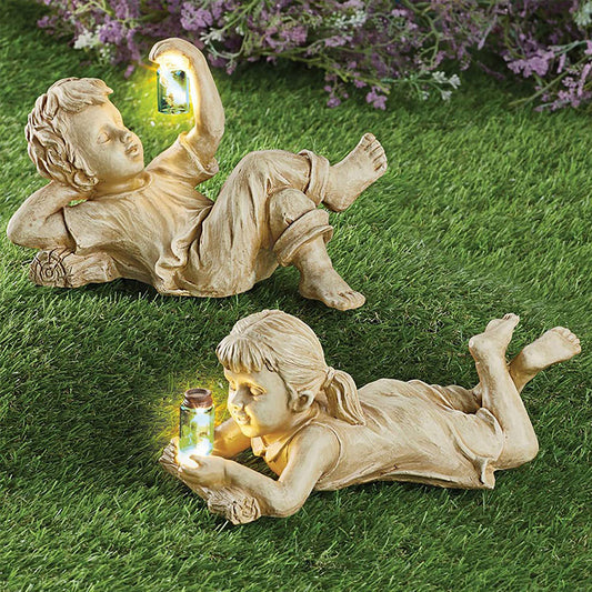 Lámpara Solar Decorativa Tarro de Luciérnagas - Adorno de Resina para Jardín y Escritorio