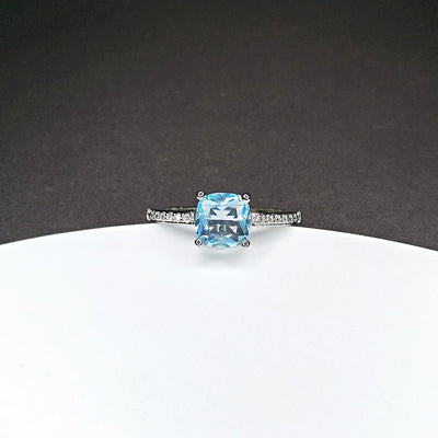Anillo de Diamante Moissanita con Zafiro de Cuatro Puntas - Estilo Europeo y Americano - Image 5