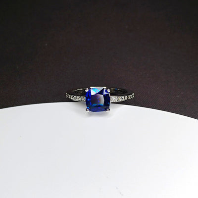 Anillo de Diamante Moissanita con Zafiro de Cuatro Puntas - Estilo Europeo y Americano - Image 6