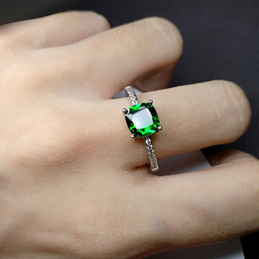 Anillo de Diamante Moissanita con Zafiro de Cuatro Puntas - Estilo Europeo y Americano - Image 2