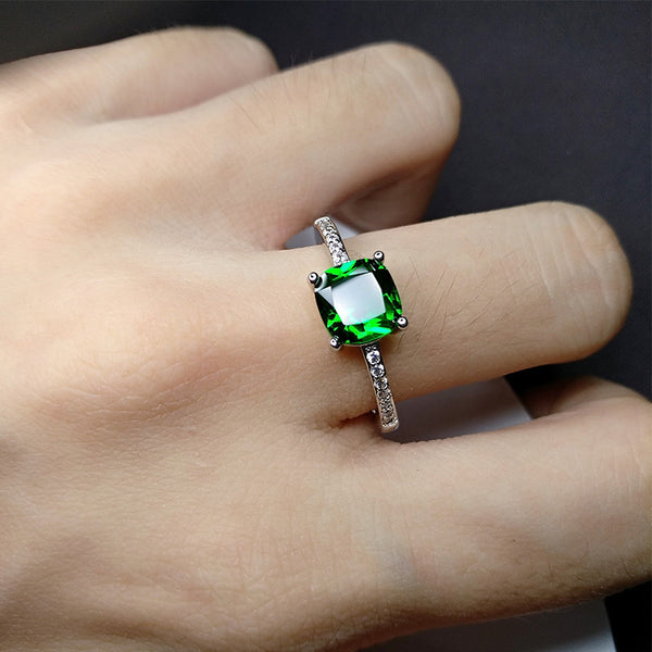 Anillo de Diamante Moissanita con Zafiro de Cuatro Puntas - Estilo Europeo y Americano