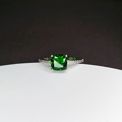 Anillo de Diamante Moissanita con Zafiro de Cuatro Puntas - Estilo Europeo y Americano