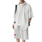Two-Piece Set: Striped Short-Sleeve Shirt and Loose Straight-Leg Shorts