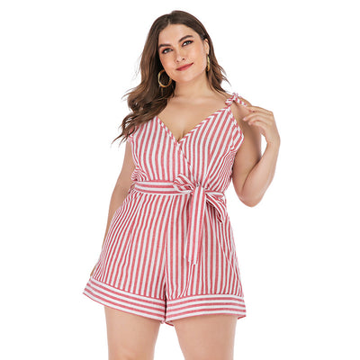 Jumpsuit Estampado Rojo y Blanco con Tirantes para Mujer - Image 11