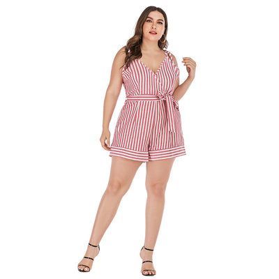 Jumpsuit Estampado Rojo y Blanco con Tirantes para Mujer - Image 7