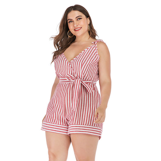 Jumpsuit Estampado Rojo y Blanco con Tirantes para Mujer - Image 10