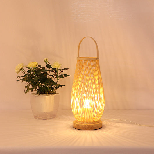 Lámpara de Noche Estilo Japonés Minimalista con Tejido de Bambú - Image 4
