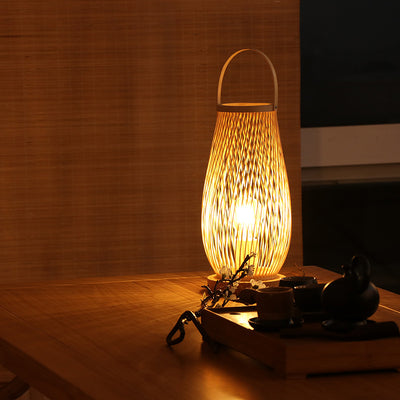 Lámpara de Noche Estilo Japonés Minimalista con Tejido de Bambú - Image 5