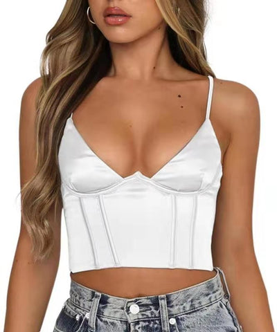 Top Bustier Floral Escotado - Crop Tank Sexy para Festivales y Verano
