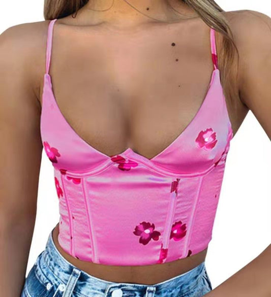 Top Bustier Floral Escotado - Crop Tank Sexy para Festivales y Verano - Image 2