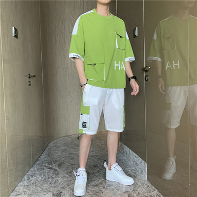 Conjunto Casual Coreano para Hombre - Camiseta y Shorts Estilo Japonés - Image 4