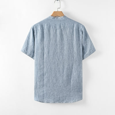 Camisa de Lino Manga Corta para Hombre - Comodidad Estival - Image 10