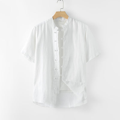 Camisa de Lino Manga Corta para Hombre - Comodidad Estival - Image 9